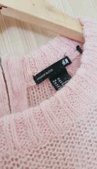 Pastelowy, Różowy Sweterek H&M, Rozmiar S, Stan Idealny
