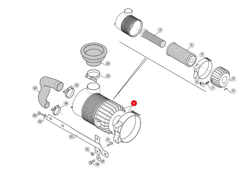 Filtr powietrza z obudową kompletny - 224711 -  Manitou