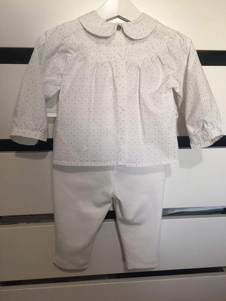 Conjunto calças e blusa Chicco, tamanho 12 meses