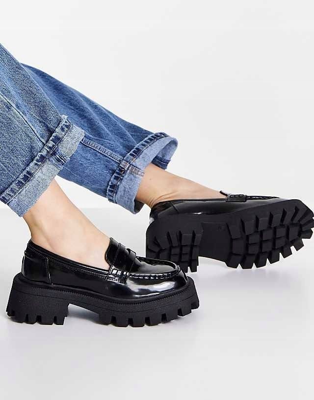 Asos Design 39 Czarne Klasyczne Loafersy Mulled H17726