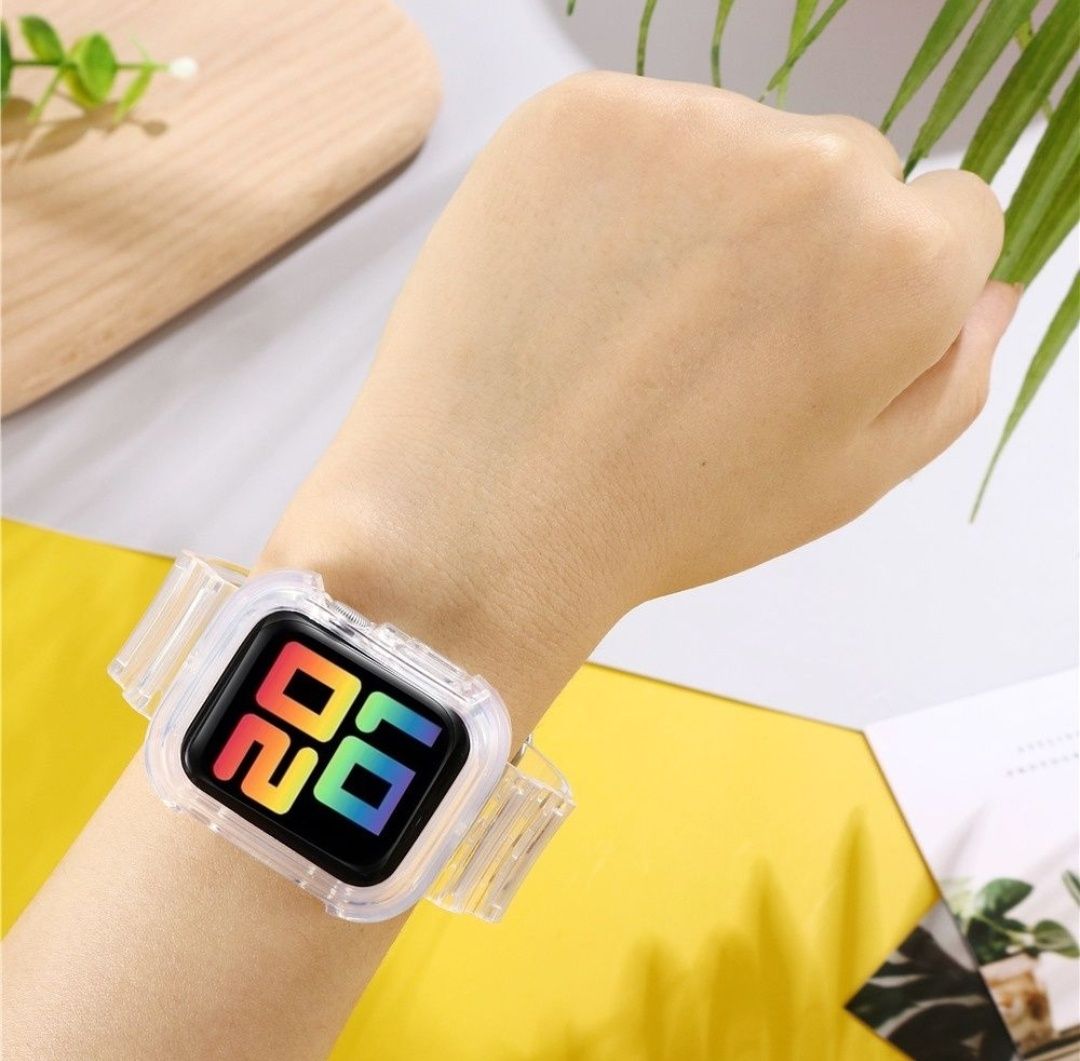 Ремешок кейс на Apple Watch бампер прозрачный ремінець прозорий