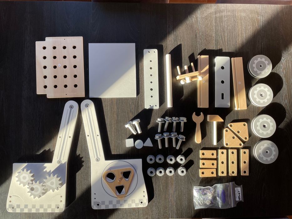 Mamabrum drewniany chodzik 3w1, pchacz + warsztat