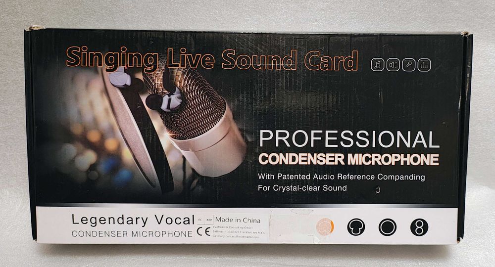 Mikrofon Statyw do biurka Karta muzyczna Filtr Komplet Pudełko