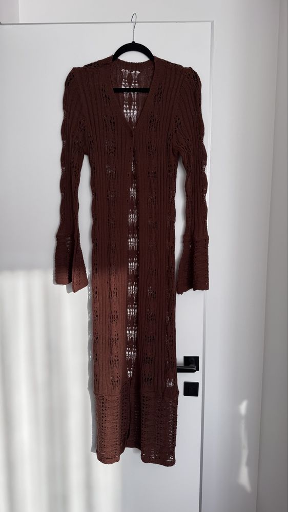 Довгий кардиган какидка коричневий, one size