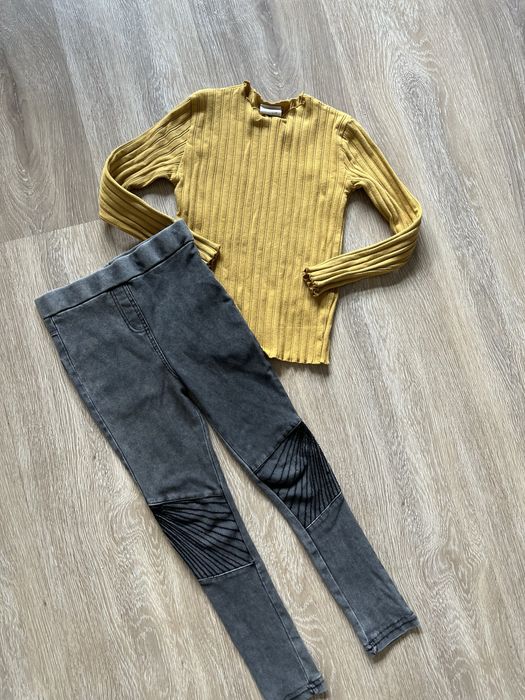Komplet dziewczęcy bluzka legginsy Zara 116