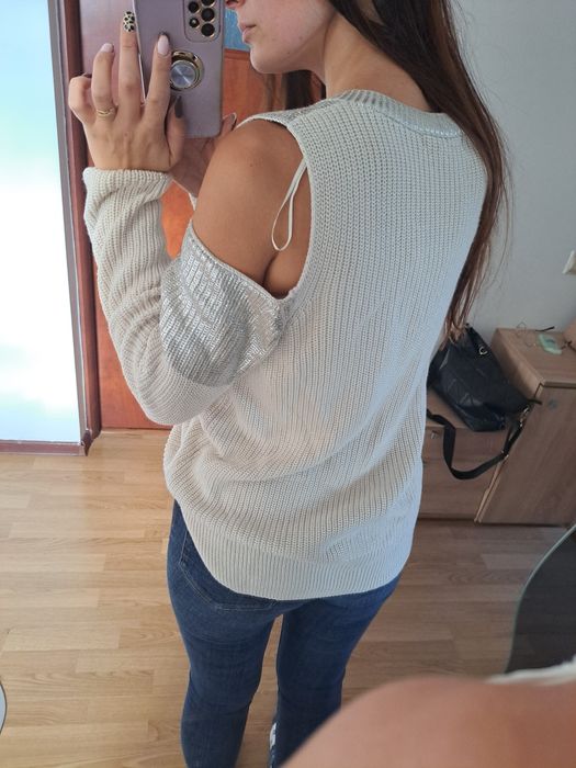Sweterek srebrna nitka L Xl