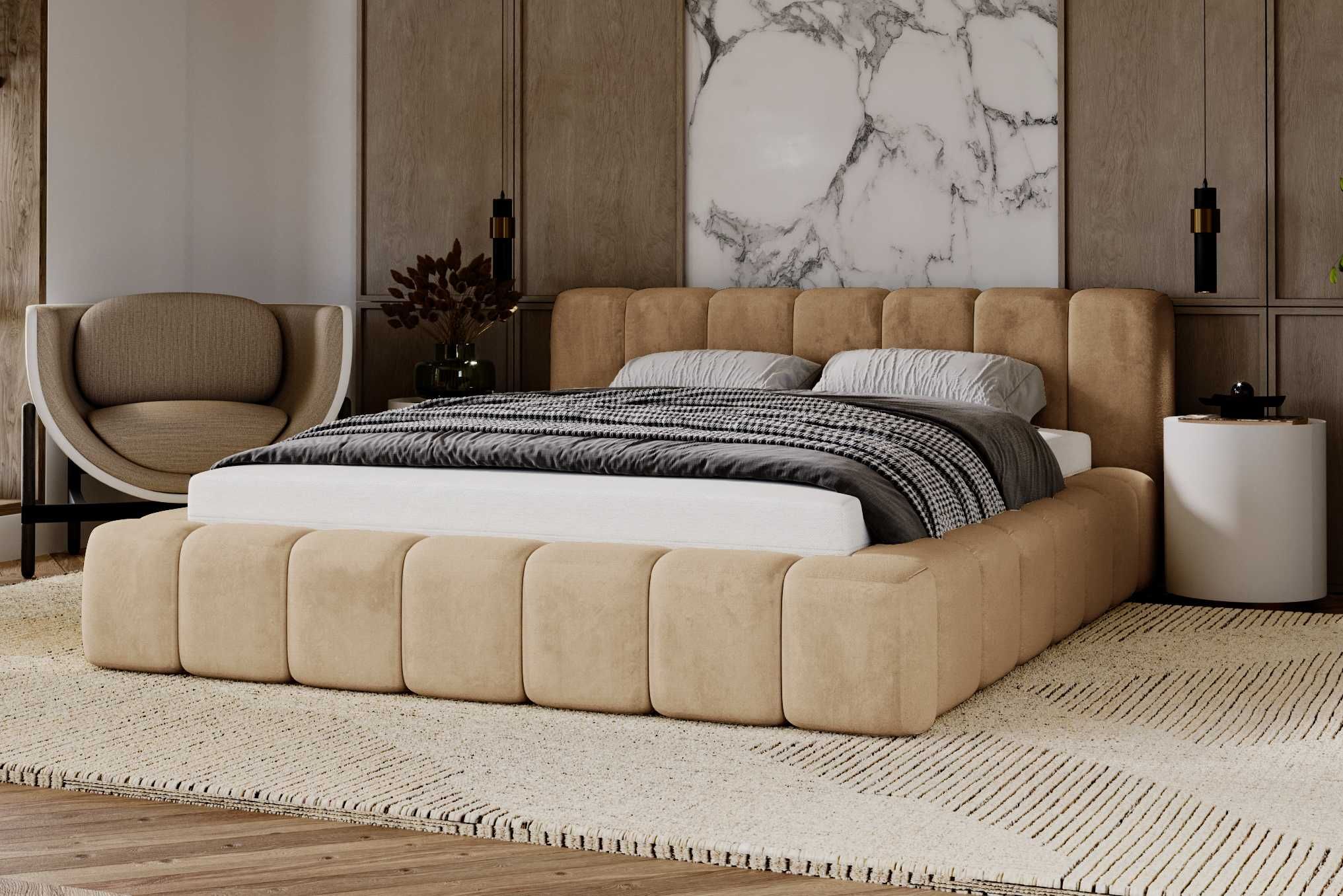 Łóżko tapicerowane COMO 120, 140, 160, 180 metal pojemnik Silk Meble