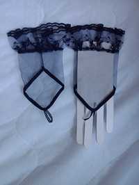 Tiulowe czarne rękawiczki z koronką Lolita