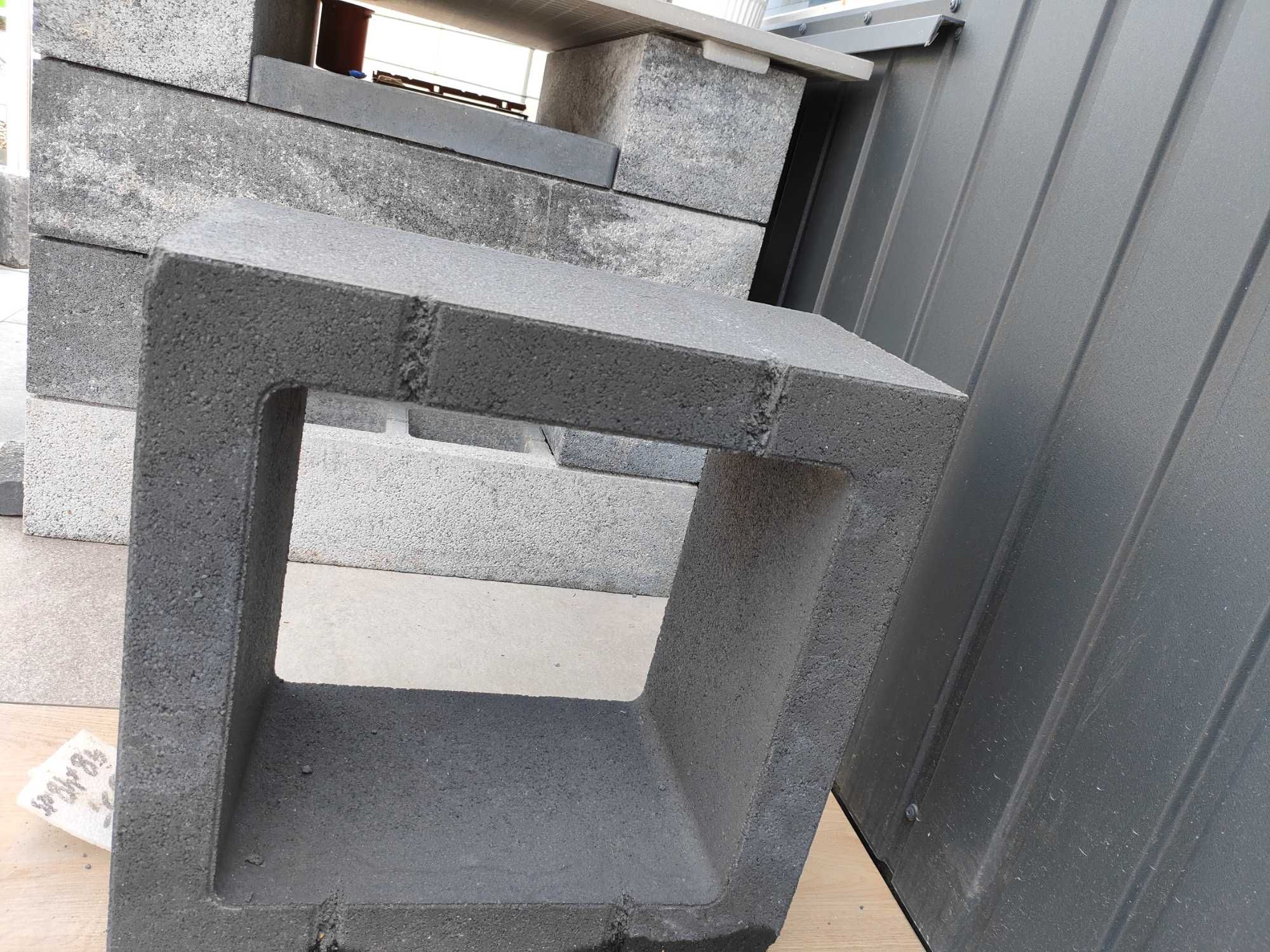 Stołek ogrodowy 48x48x25 gazon donica krzesło doniczka betonowa pustak