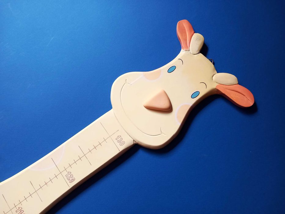 Miarka wzrostu dziecka - urocza krówka drewniana 80-130 cm