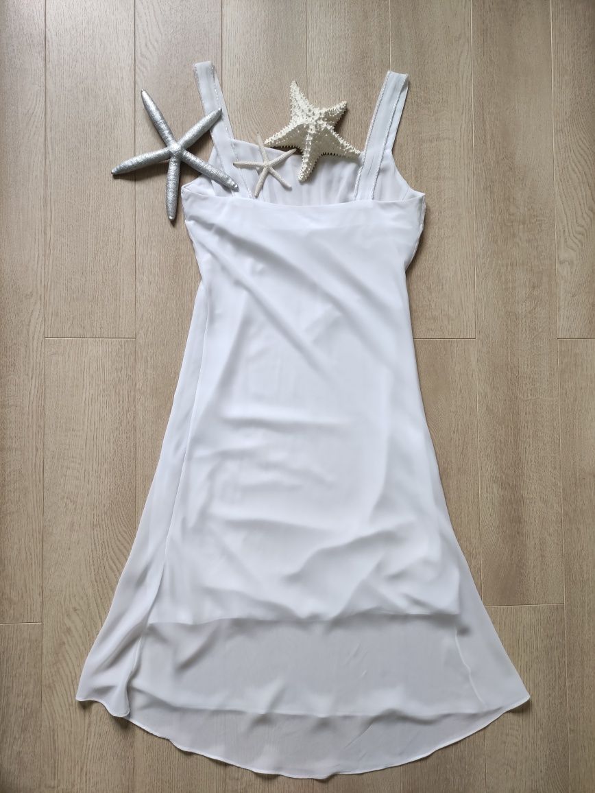 Biała elegancka sukienka wizytowa rozmiar S