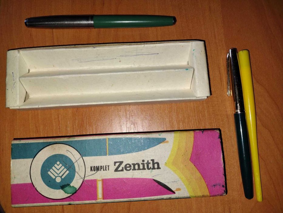 Zenith - pióro PRL w orygialnym pudełku + chiński długopis kulkowy PRL