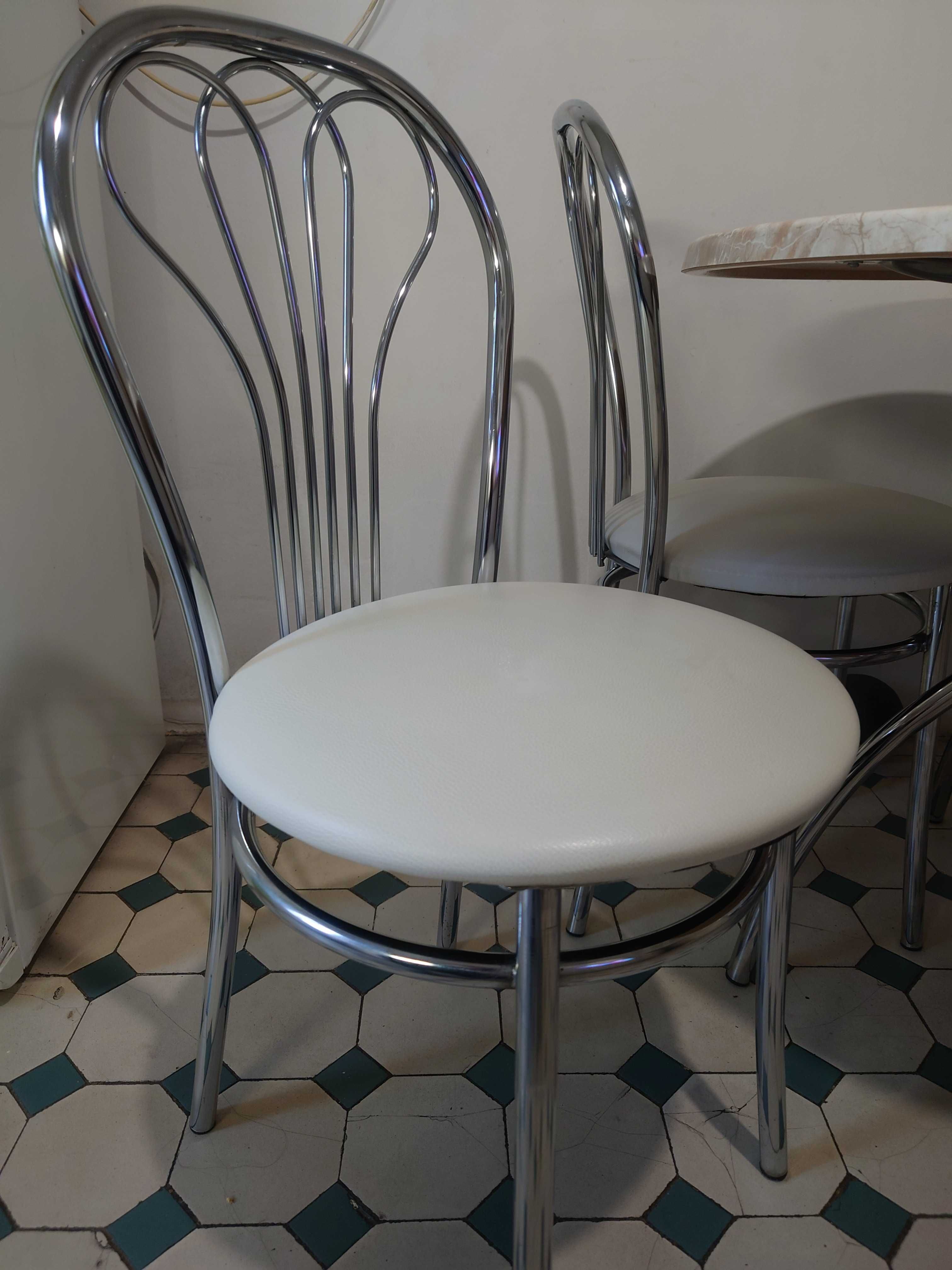 Stół 90cm + 4 krzesła chrom