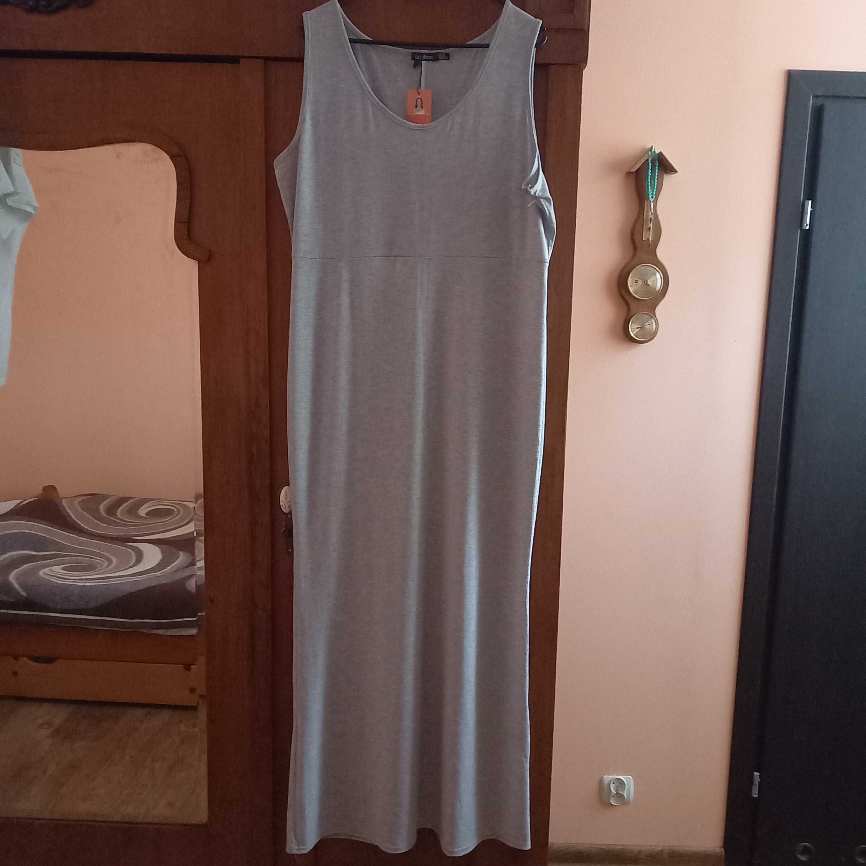 BOOHOO maxi suknia szara nowa r.46