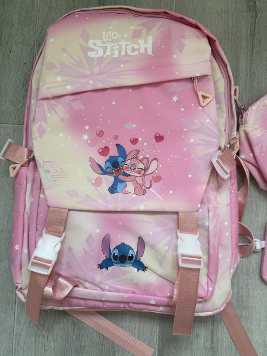 Conjunto Mochila , estojo e lancheira Stitch