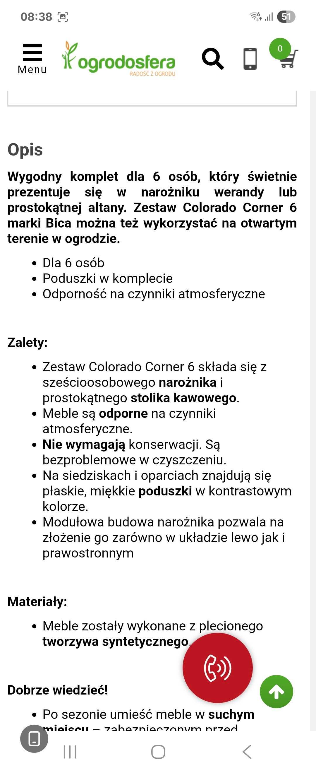 Narożnik technoratanowy