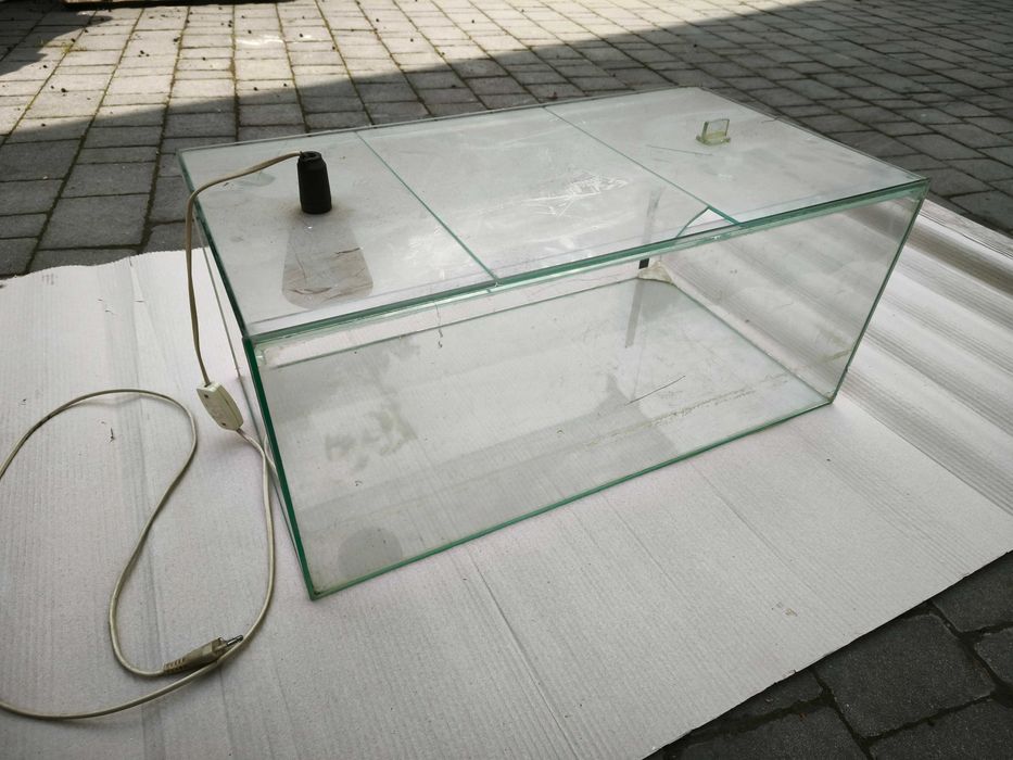Szklane Terrarium z oświetleniem, 69x30x37 cm 77 litrów pojemności