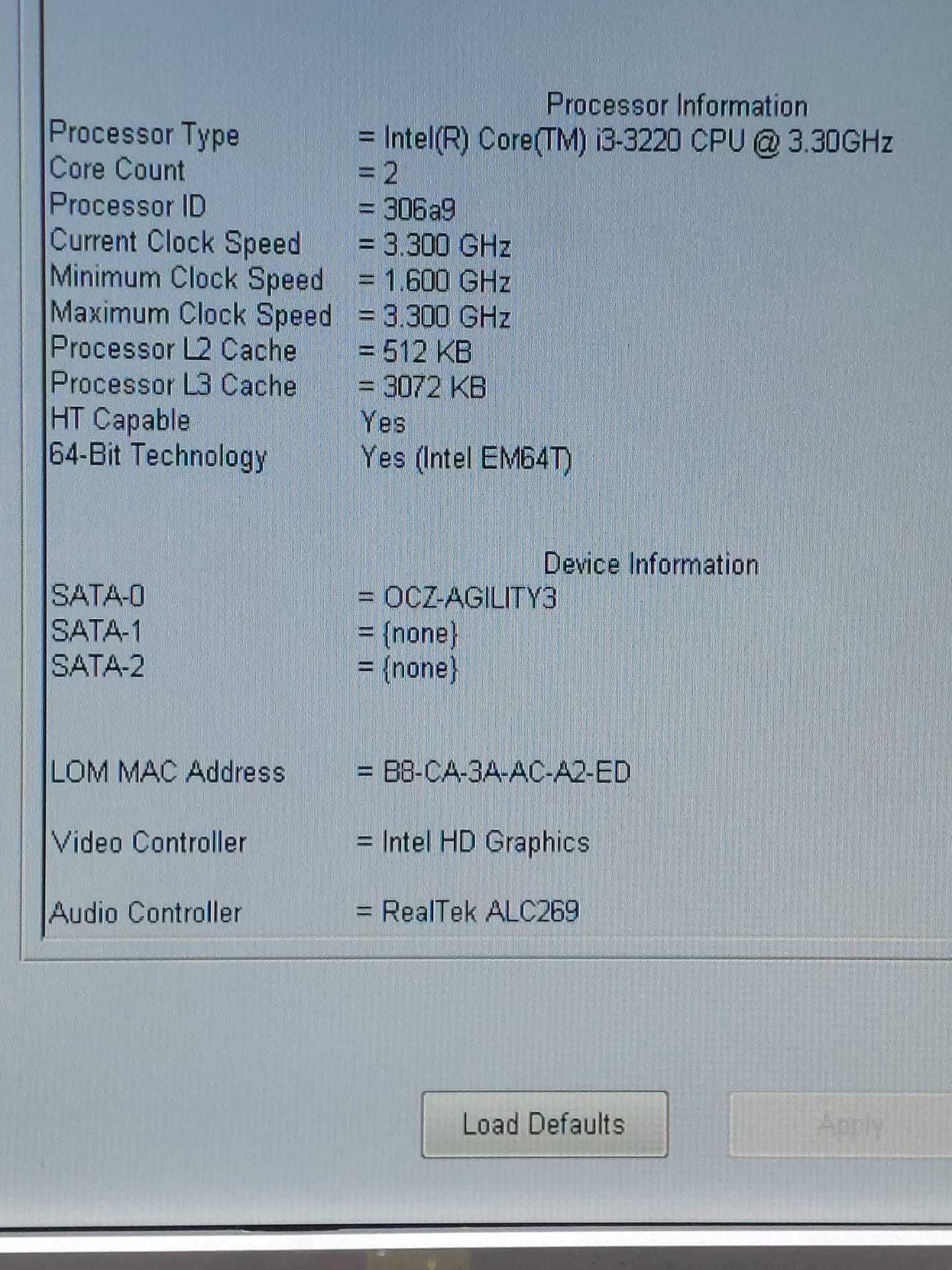 Processador Intel I3-3220 * 3.30GHz