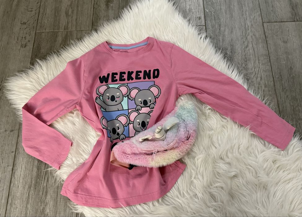 Bluzka bawełna różowa koale 140 primark jak nowa