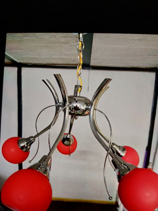 Люстра п'ятірукава  червона