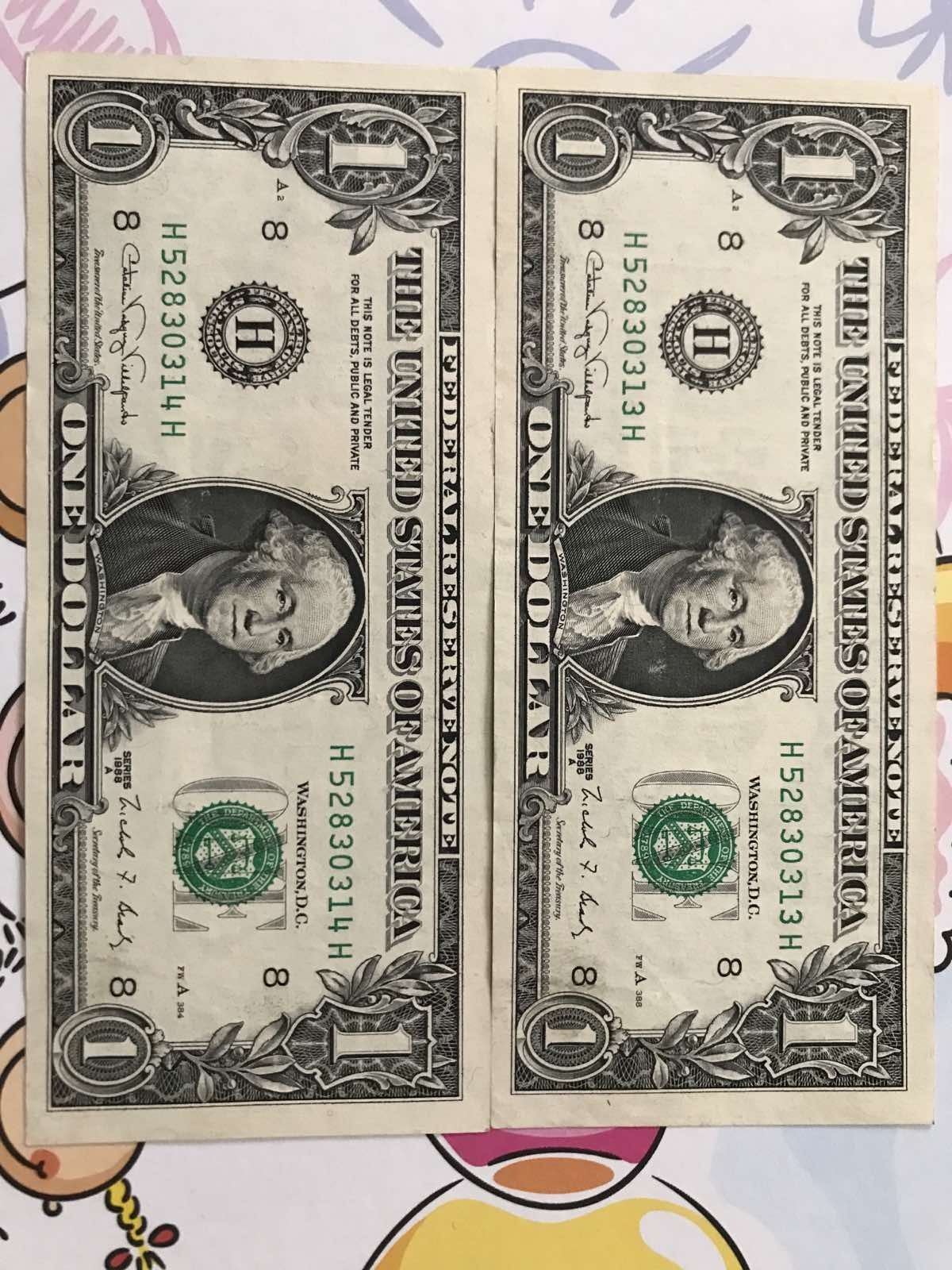 Доллар 1 Долар 1988 серія А (2 шт.)