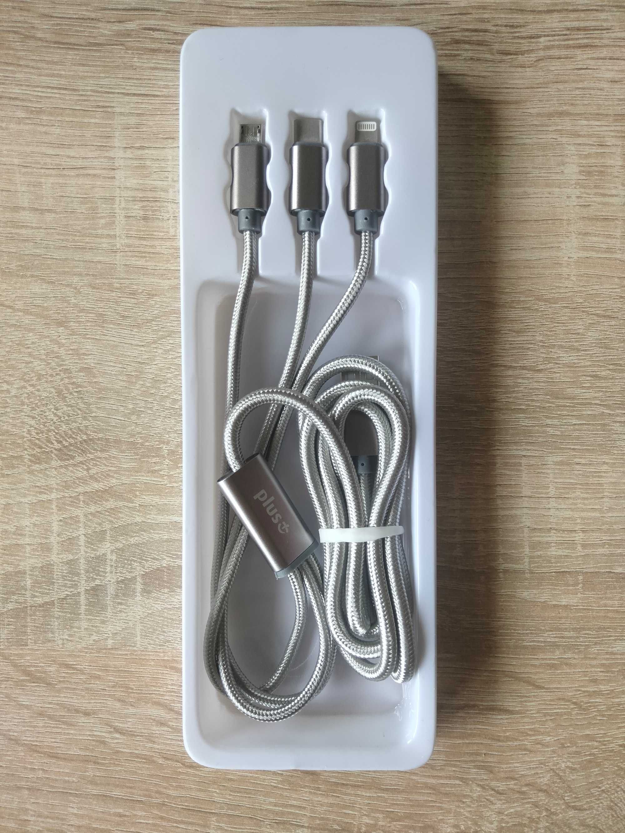 kabel do ładowarki 3w1 microUSB USB-C lightning