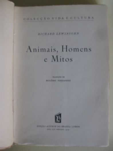 Animais, Homens e Mitos de Richard Lewinsohn