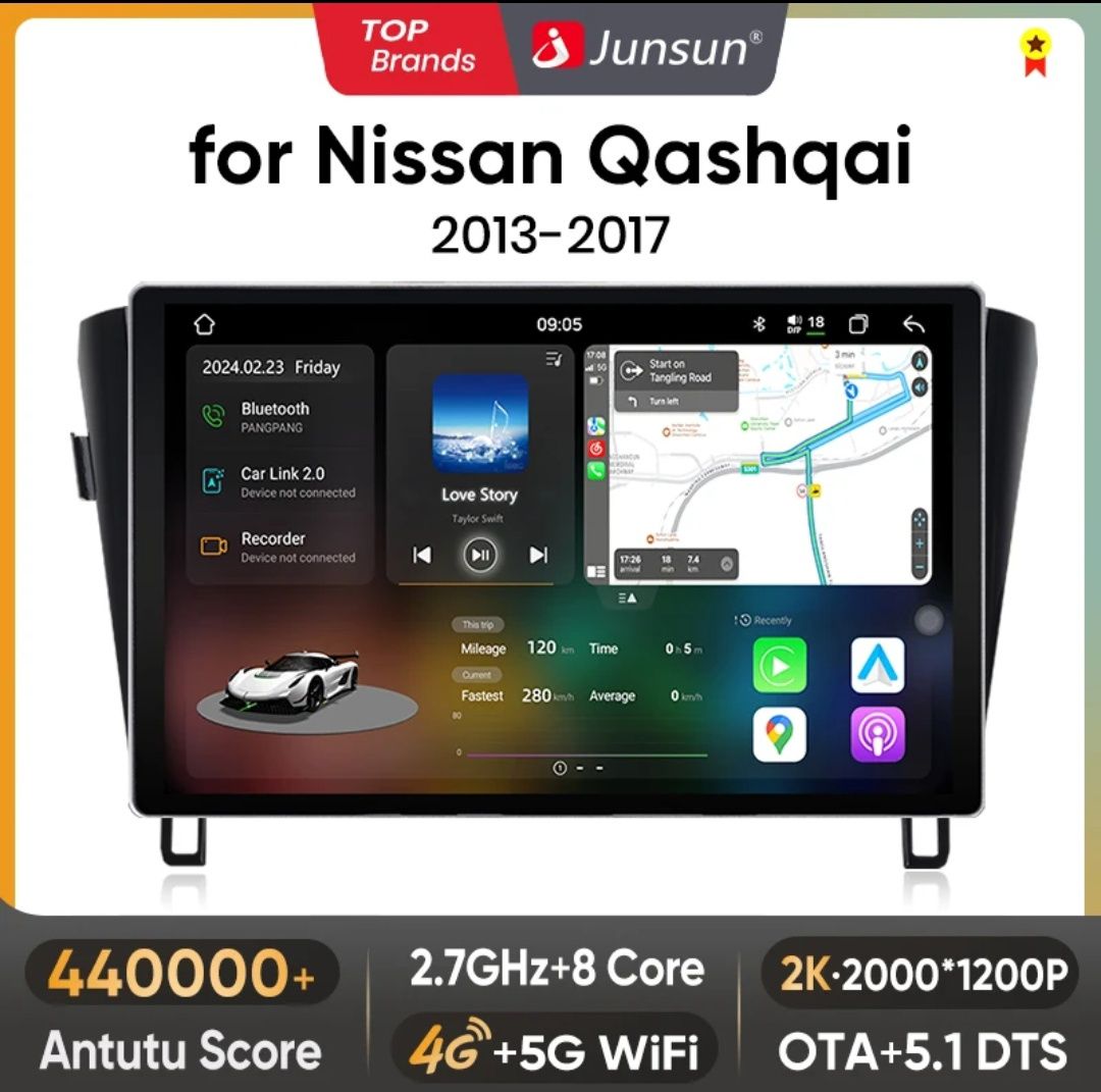 Rádio Android 13 Nissan Qashqai 6/128GB 11.5 polegadas 2K 4G 8Core