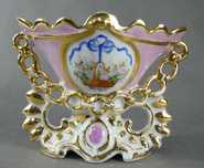 Stary porcelanowy WAZON malowany kwiaty złocenia Biedermeier