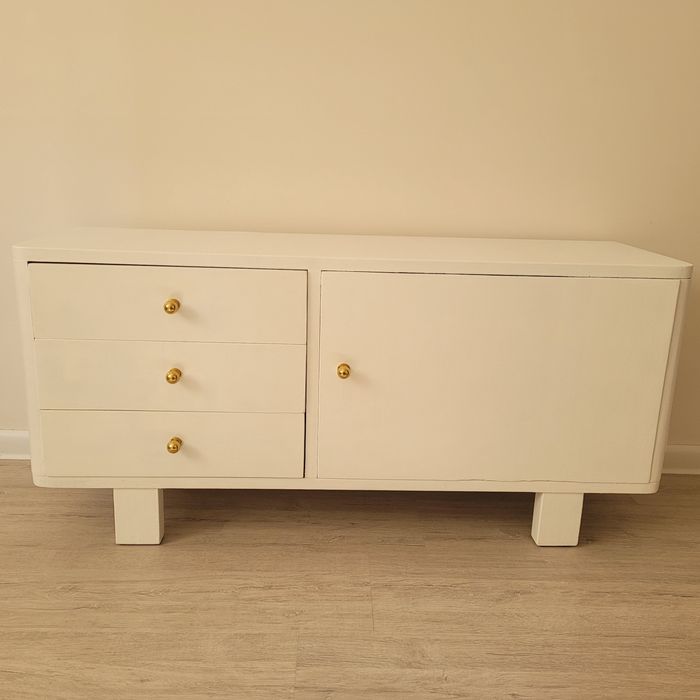 Komoda, szafka rtv z lat 60-tych polska, ręcznie robiona drewniana