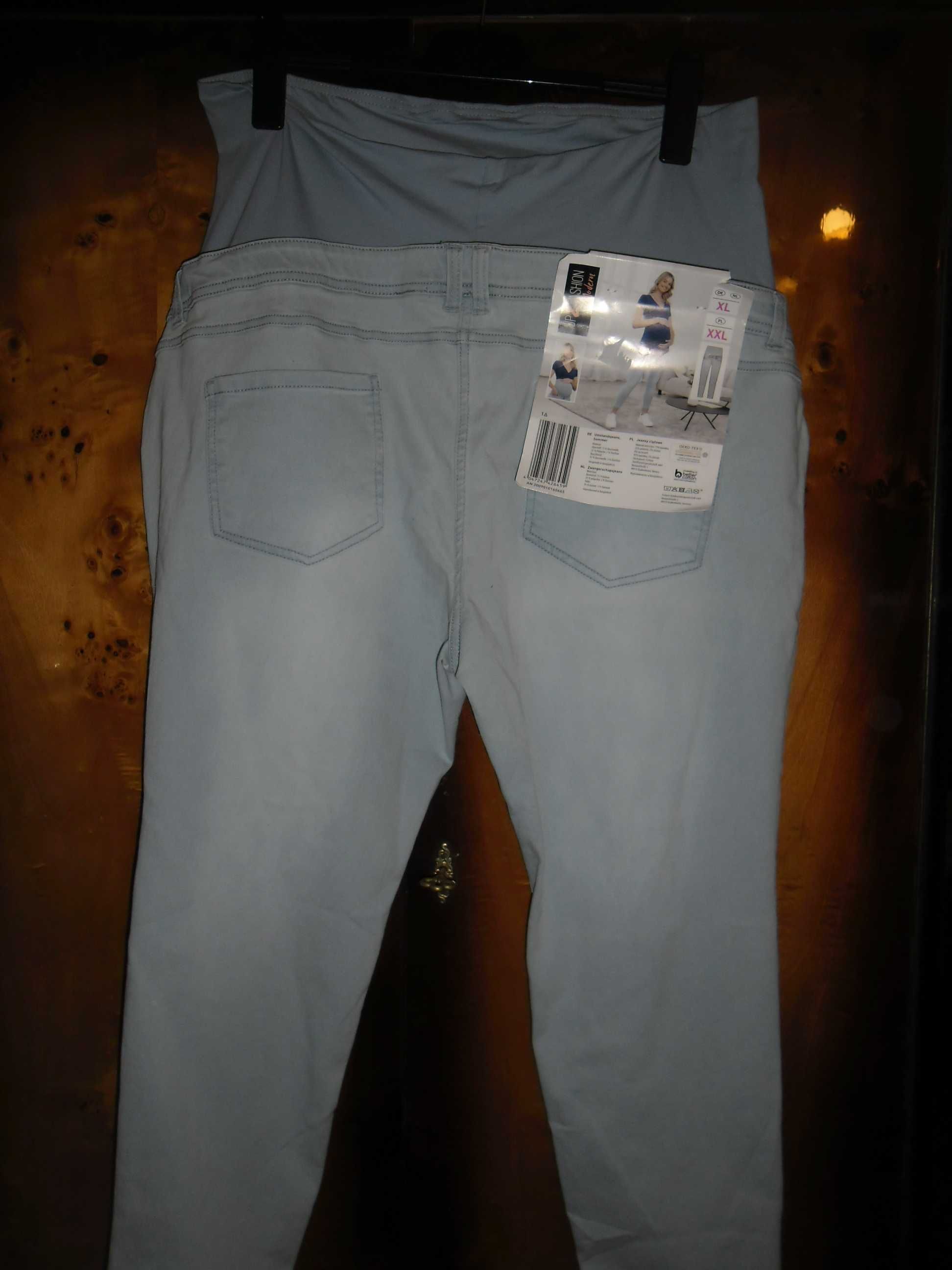 nowe jasne spodnie dżinsowe ze streczem ciążowe roz.XL