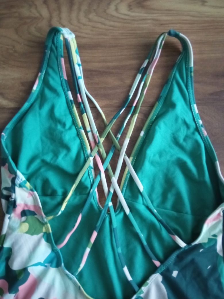 Strój L 40 kostium kąpielowy jednoczęściowy zielony moro kolorowy XL