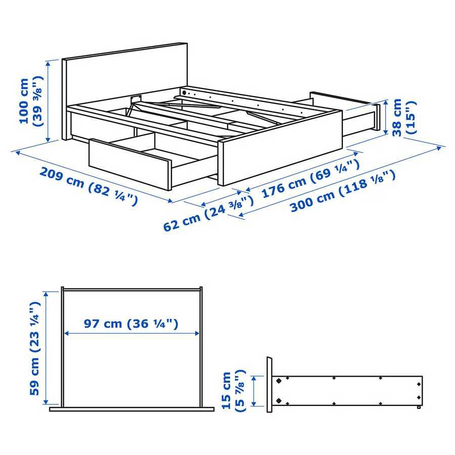 Łóżko z 4 pojemnikami Ikea MALM 160x200cm