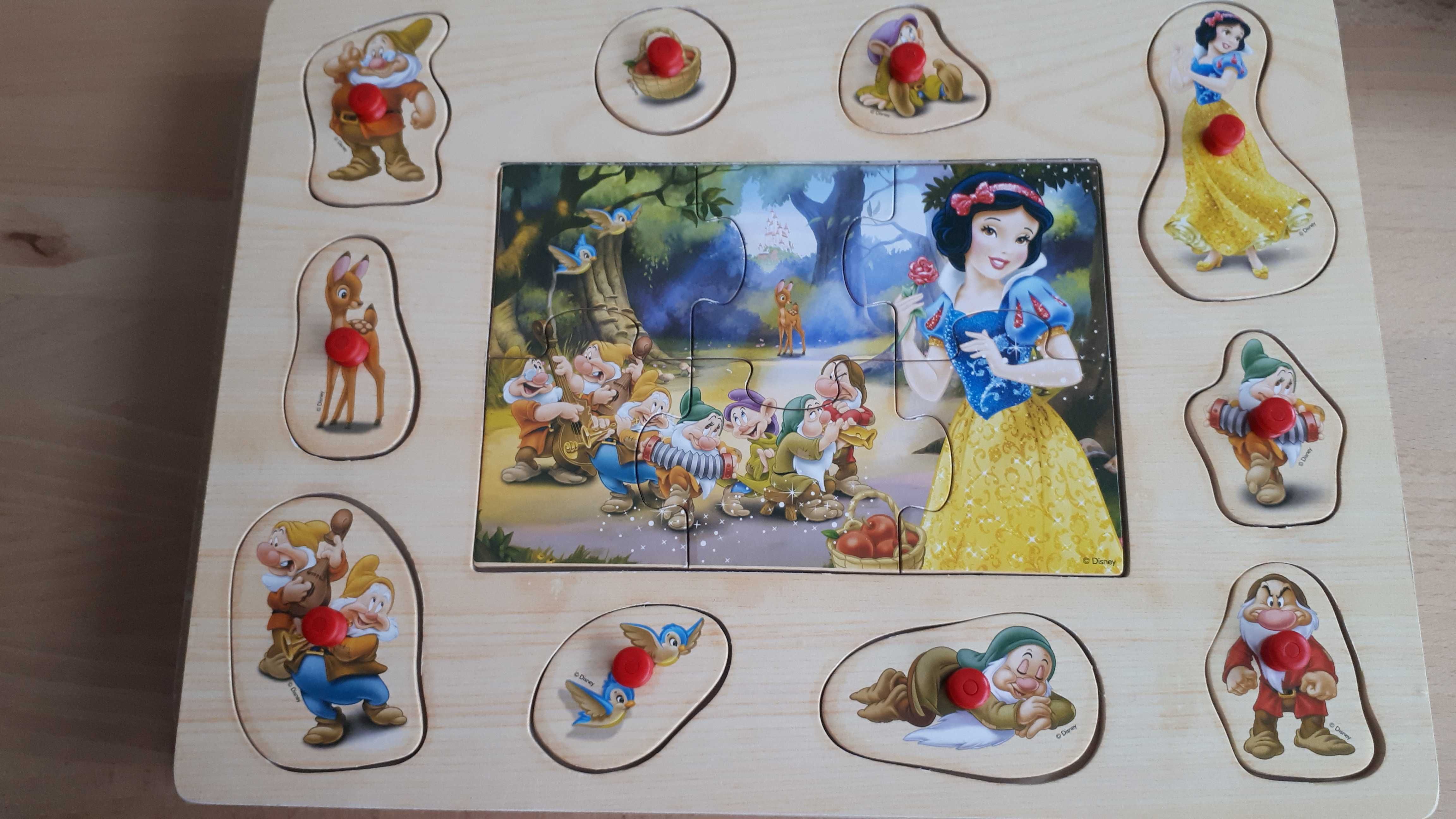 Kolorowa Piramidka i puzzle pensetkowe z Królewną Śnieżką dla dzieci