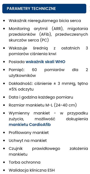 Ciśnieniomierz naramienny Pic Cardio Afib plus monitoring arytmii