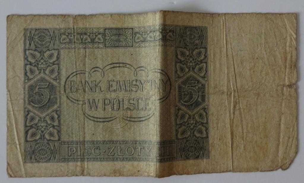 Banknot 5 zł Bank Emisyjny W Polsce Kraków 1 Sierpnia 1941 Seria AD