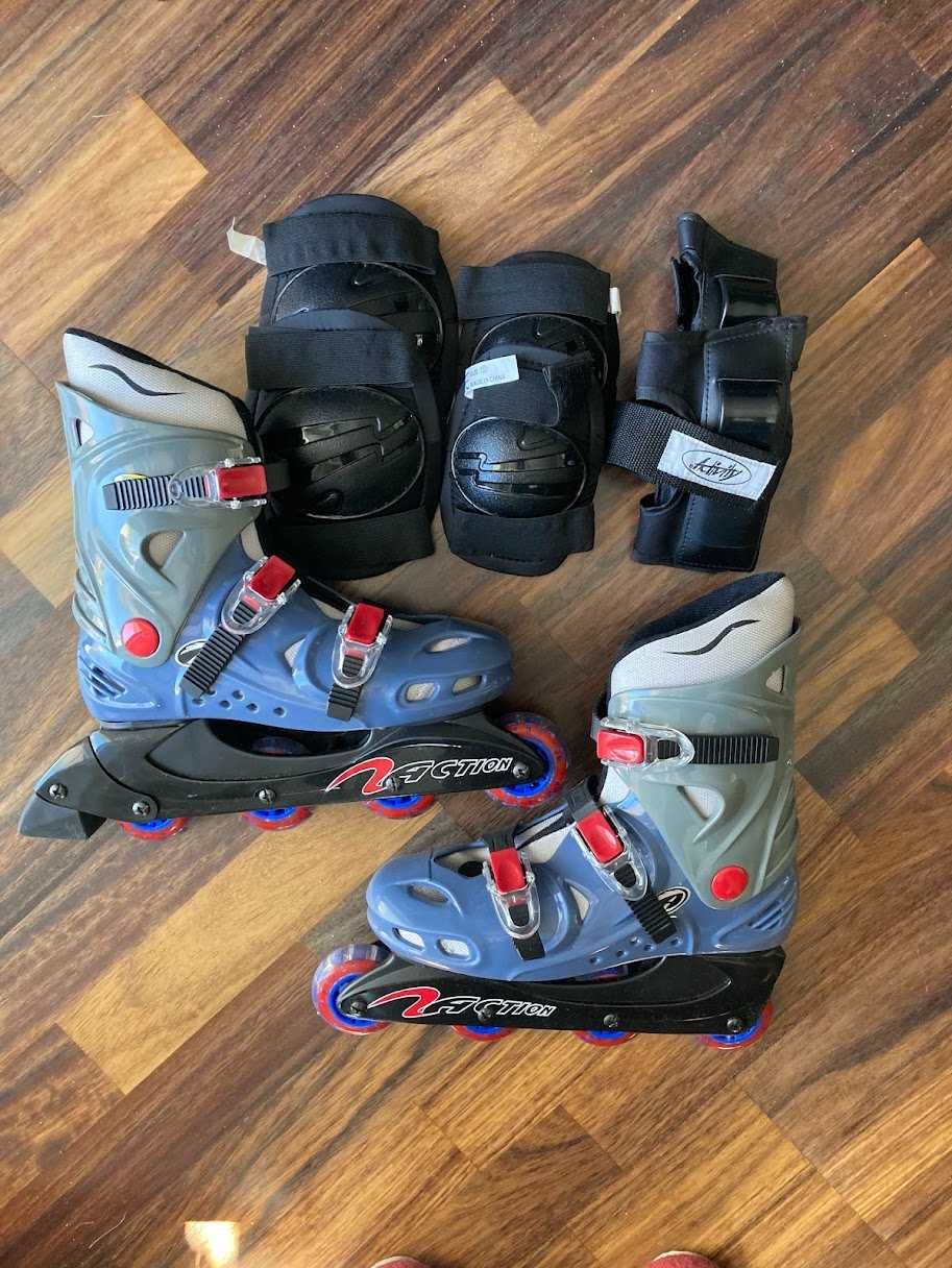 Rolki łyżworolki roller skates Action r 37 zestaw ochraniaczy jak nowy