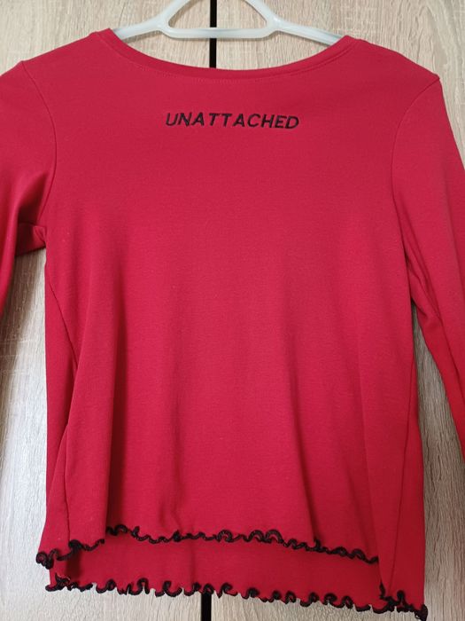 "Unattached" Sinsay czerwony bawełniany crop top z długim rękawem L