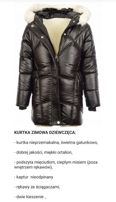 KURTKA ZIMOWA dziewczęca 134/140 

- kurtka
