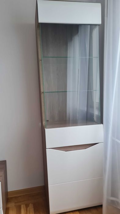 Komplet mebli Agata Meble Lionel – biały połysk / dąb truflowy