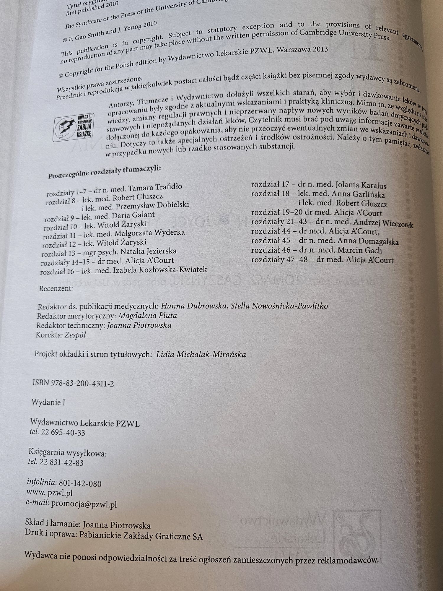 Intensywna terapia najwazniejsze zagadnienia Joyce Yeung, Fang Gao Smi