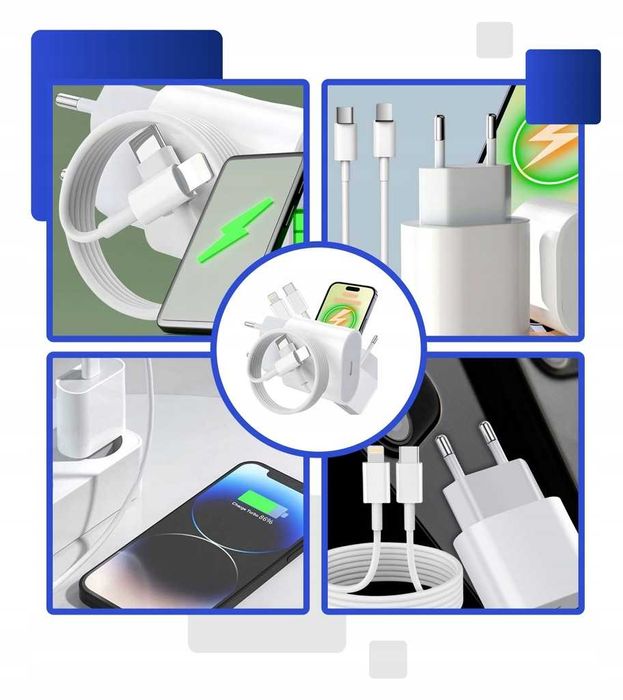 Szybka ładowarka SIECIOWA do IPHONE z kablem TYPu C 20W