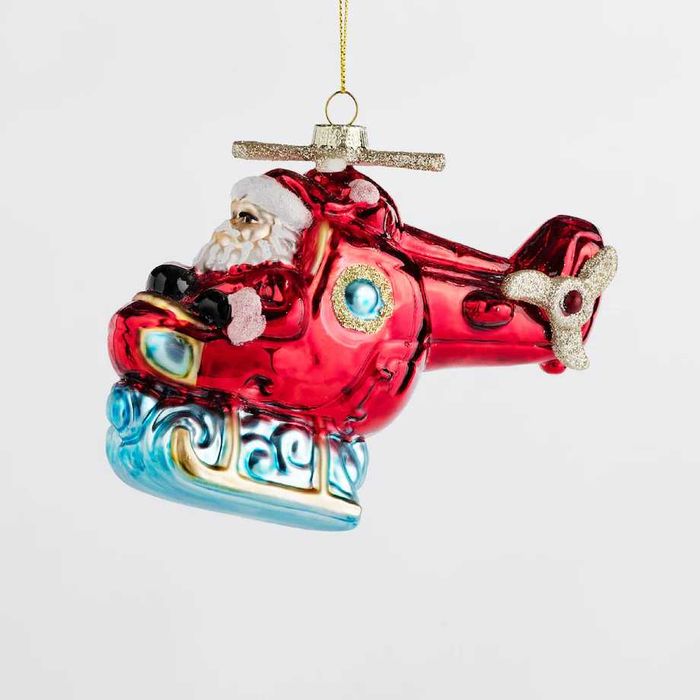 Bombka prezent dla dziecka szklana samolot helikopter