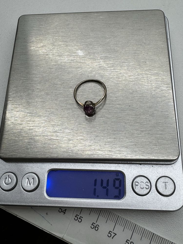Stary piękny pierścionek rusek rubin srebro 875 1.4g