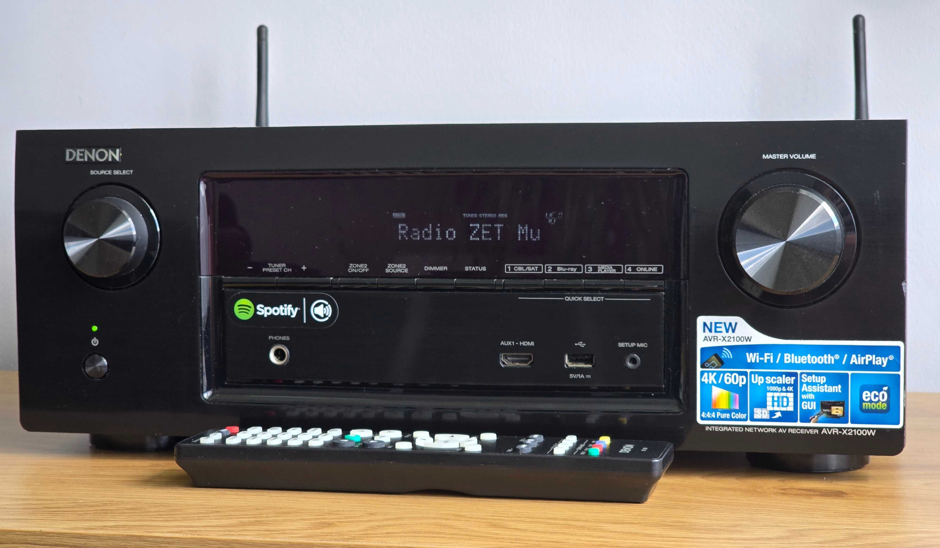 Denon AVR-X2100W Amplituner 7.2 Airplay HDMI USB BLUETOOTH WIFI Pilot