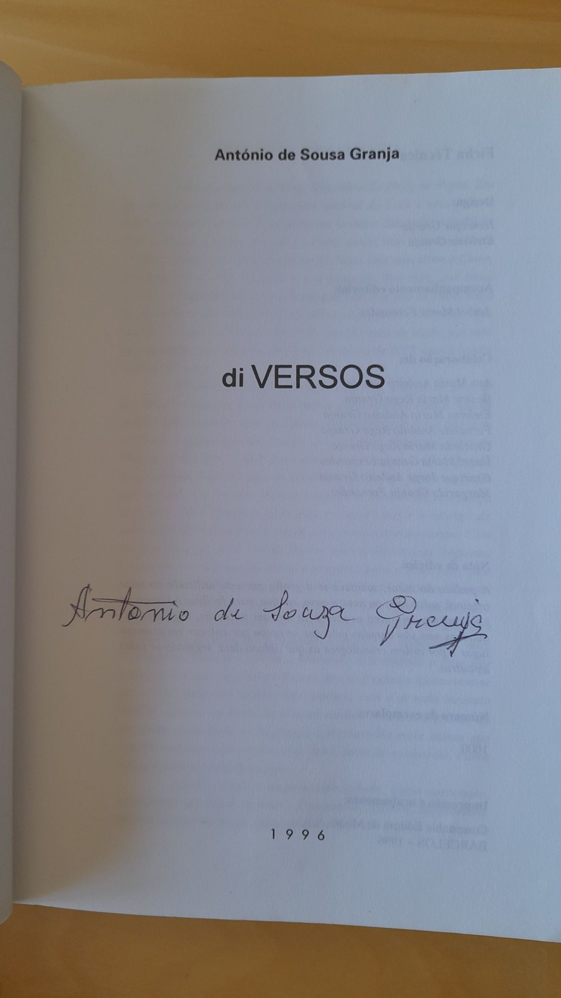Livro diVERSOS de António de Sousa Granja