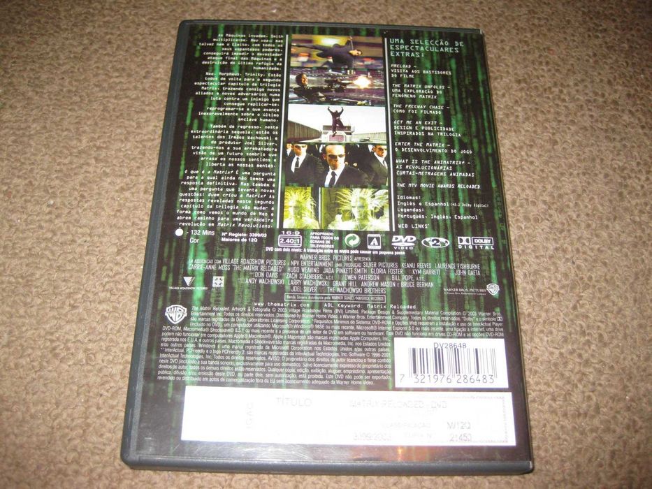 "Matrix Reloaded" com Keanu Reeves/Edição Especial com 2 DVDs