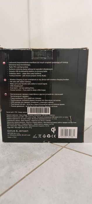 Radiobudzik Götze & Jensen RCL800QI (USB, ładowanie indukcyjne) - Nowy