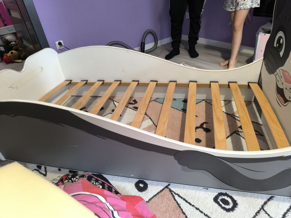Łóżko dziecięce szary kotek 160x 80 materac