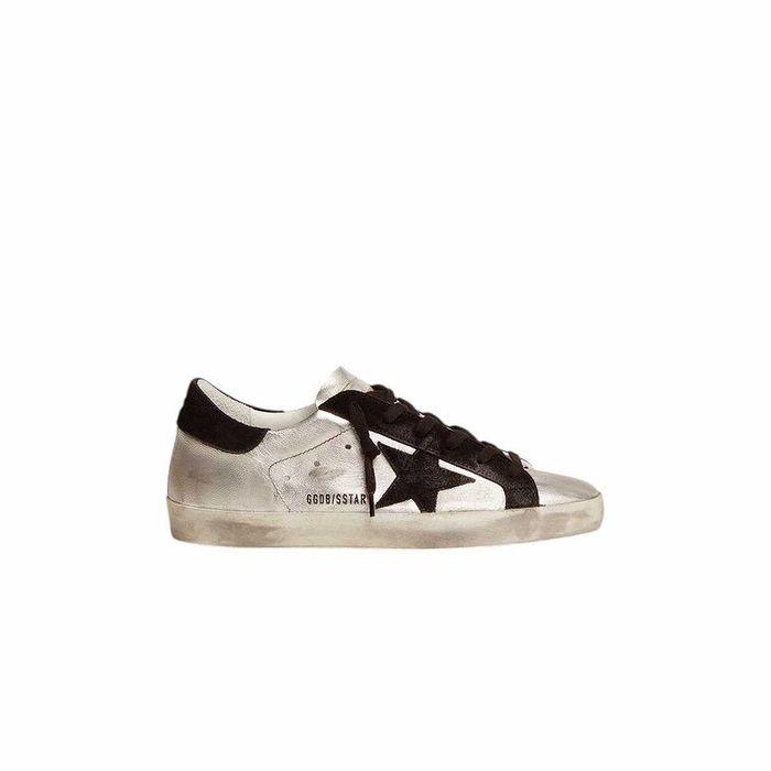 Кеди Golden Goose Super-Star in Silver Leather with Contrasting Insert